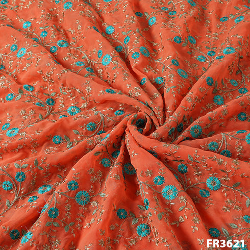 Embroidered Georgette Fabric-FR3621
